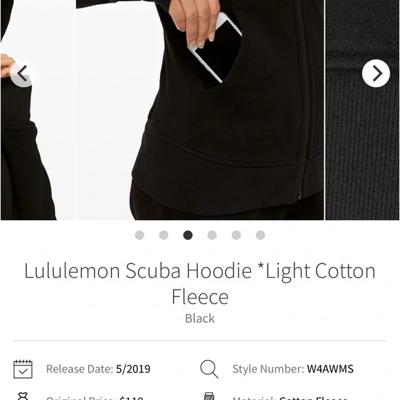 Lululemon Black Cotton Fleece Hoodie - Picture 3 of 9